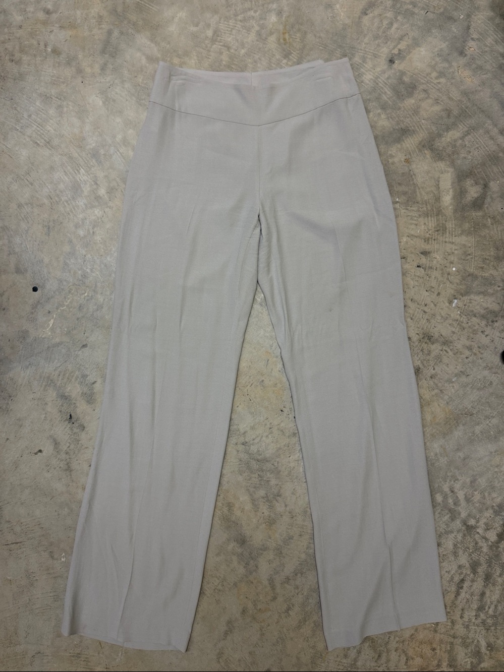 Eileen Fisher silk Light Gray Wide-Leg Pants